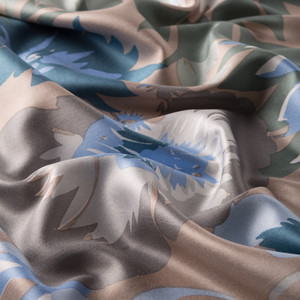 Baby Blue Nihavent Print Silk Scarf - Thumbnail