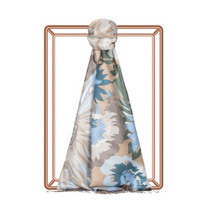 Baby Blue Nihavent Print Silk Scarf - Thumbnail