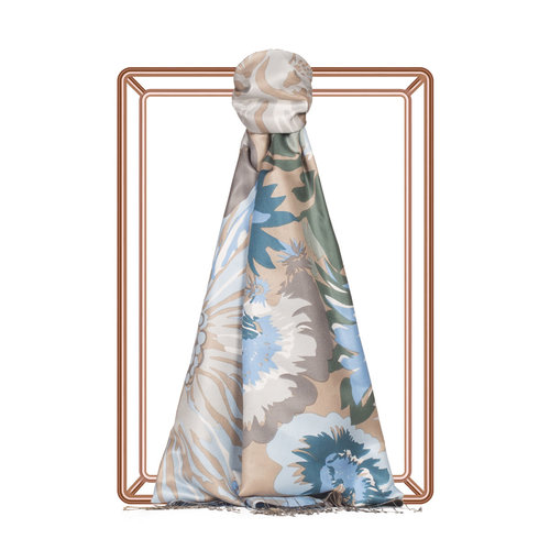 Baby Blue Nihavent Print Silk Scarf