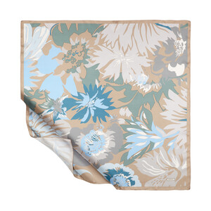 Baby Blue Nihavent Print Silk Twill Scarf - Thumbnail