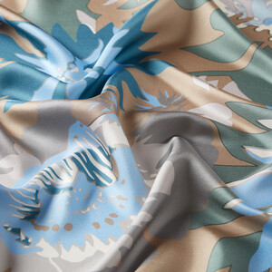 Baby Blue Nihavent Print Silk Twill Scarf - Thumbnail