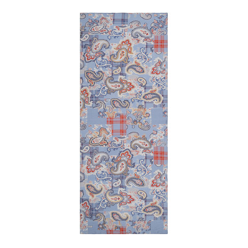 Baby Blue Patchwork Print Tencel Scarf