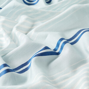 Baby Blue Perspective Line Pattern Cotton Silk Scarf - Thumbnail