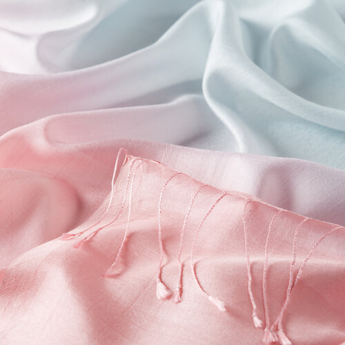 Baby Blue Pink Gradient Silk Scarf