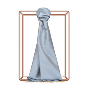 Baby Blue Plain Silk Scarf - Thumbnail