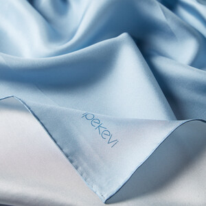 Baby Blue Plain Silk Twill Scarf - Thumbnail