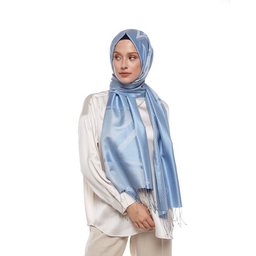 Baby Blue Retro Zigzag Silk Scarf
