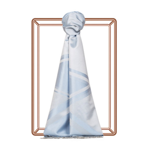 Baby Blue Retro Zigzag Silk Scarf