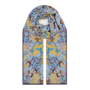 Baby Blue Rich Rose Cotton Scarf - Thumbnail