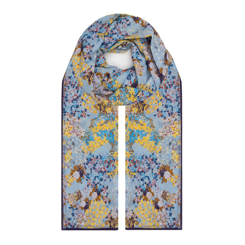 Baby Blue Rich Rose Cotton Scarf