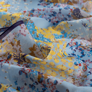 Baby Blue Rich Rose Cotton Scarf - Thumbnail