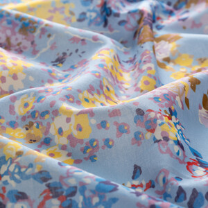 Baby Blue Rich Rose Cotton Scarf - Thumbnail