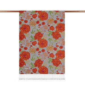 ipekevi - Baby Blue Rosa Patterned Twill Silk Scarf (1) ipekevi - Baby Blue Rosa Patterned Twill Silk Scarf (1)