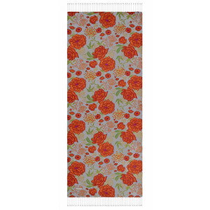 Baby Blue Rosa Patterned Twill Silk Scarf - Thumbnail