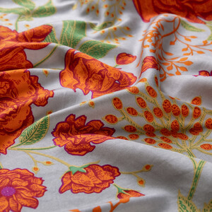 Baby Blue Rosa Patterned Twill Silk Scarf - Thumbnail