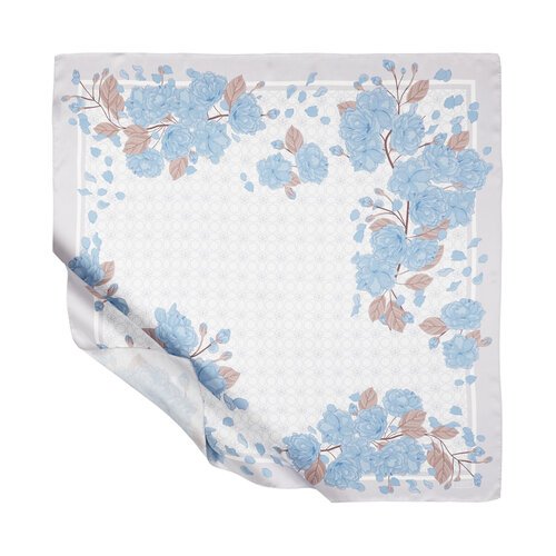 Baby Blue Sakura Monogram Silk Twill Scarf