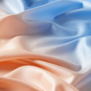 Baby Blue Salmon Plain Gradient Silk Scarf - Thumbnail