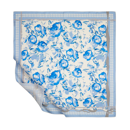 Baby Blue Soulful Blooms Twill Silk Scarf