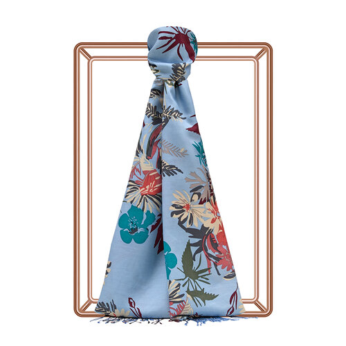Baby Blue Spring Breeze Print Modal Silk Scarf
