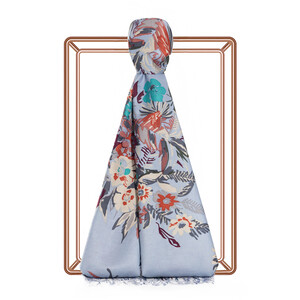 ipekevi - Baby Blue Spring Breeze Print Modal Silk Scarf