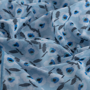 Baby Blue Spring Flowers Cotton Scarf - Thumbnail