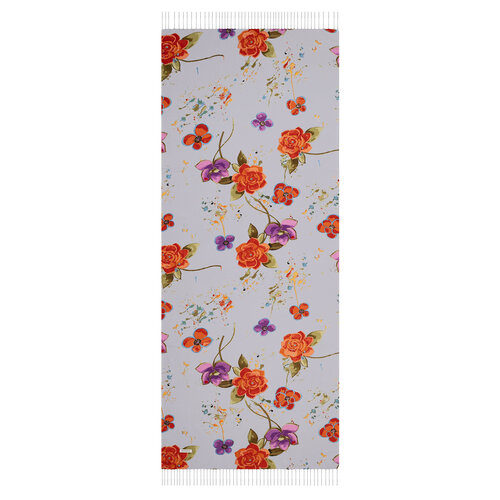 Baby Blue Summer Garden Print Silk Scarf