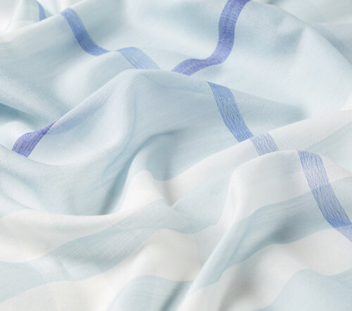 Baby Blue Tartan Plaid Wool Silk Scarf