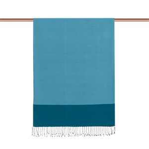 Baby Blue Turquoise Reversible Silk Scarf - Thumbnail