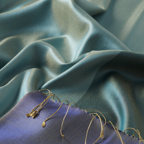 Baby Blue Turquoise Reversible Silk Scarf