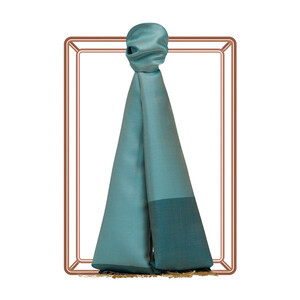 Baby Blue Turquoise Reversible Silk Scarf - Thumbnail