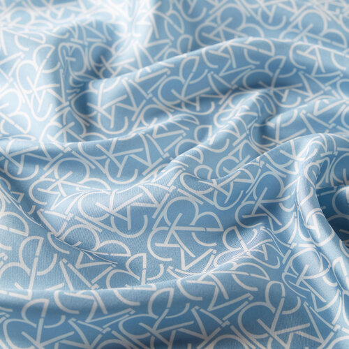 Baby Blue Typo Monogram Silk Twill Scarf