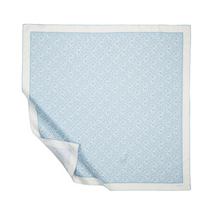 Baby Blue Typo Monogram Silk Twill Scarf - Thumbnail