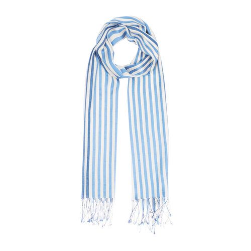 Baby Blue Valor Striped Silk Scarf