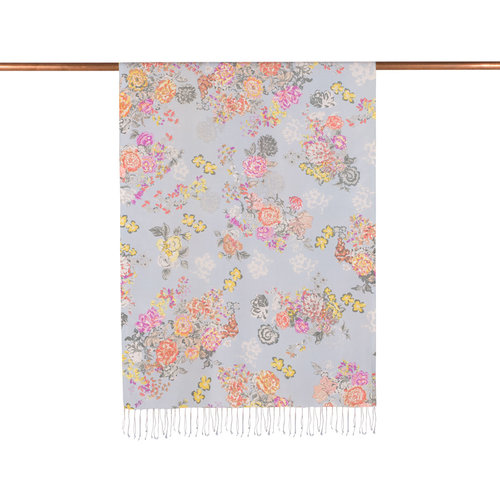 Baby Blue Waterside Garden Print Silk Scarf