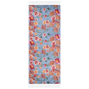 Baby Blue Wild Garden Print Silk Scarf - Thumbnail