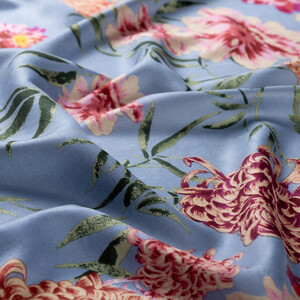 Baby Blue Wild Garden Print Silk Scarf - Thumbnail