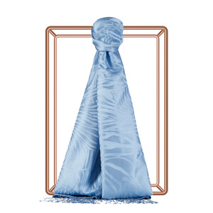 Baby Blue Zebra Jacquard Silk Scarf - Thumbnail
