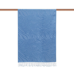 Baby Blue Zebra Jacquard Silk Scarf - Thumbnail