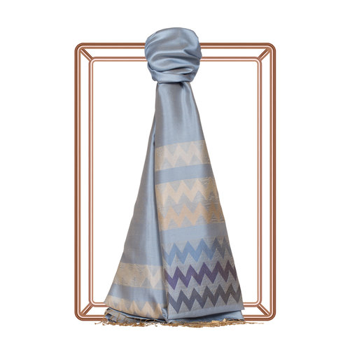 Baby Blue Zigzag Silk Scarf