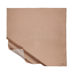 Beige Plain Silk Twill Scarf - Thumbnail