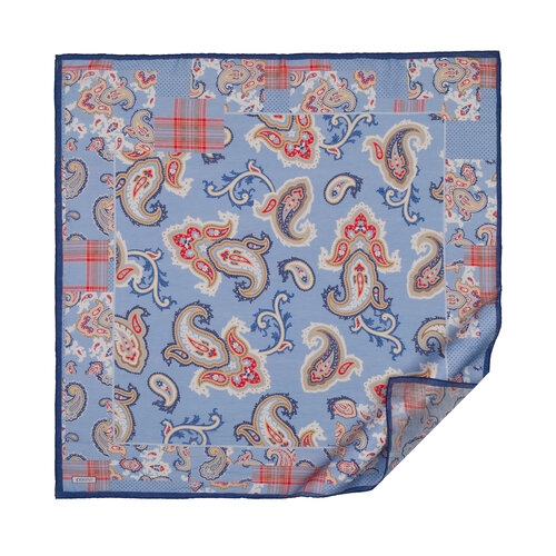 Bebe Mavisi Patchwork Desenli Tensel Eşarp