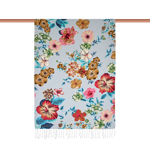 Bebe Mavisi Petunya Desenli İpek Şal