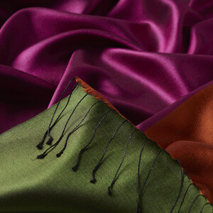 شال حرير فاخر ذو وجهين لون بنفسجي وأزرق - Thumbnail