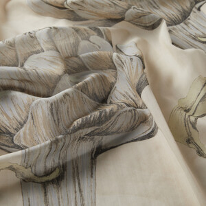 Beige Artichoke Blossom Cotton Scarf - Thumbnail