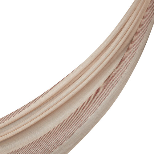 Beige Block Cord Wool Silk Scarf