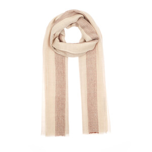 ipekevi - Beige Block Cord Wool Silk Scarf (1)