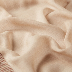 Beige Block Cord Wool Silk Scarf - Thumbnail