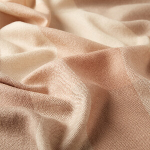 Beige Block Pattern Wool Scarf Shawl - Thumbnail