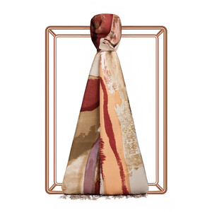 ipekevi - Beige Brush Stroke Print Silk Scarf