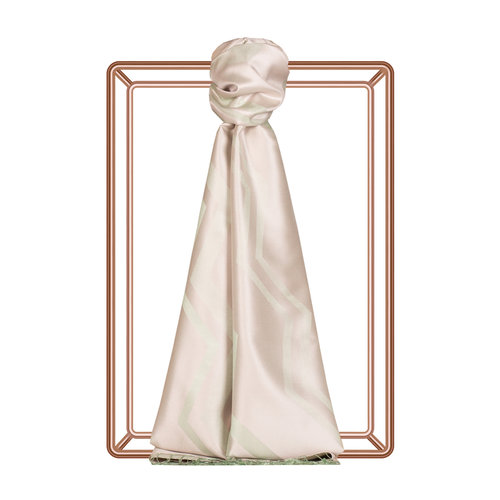 Beige Ethnic Zigzag Silk Scarf